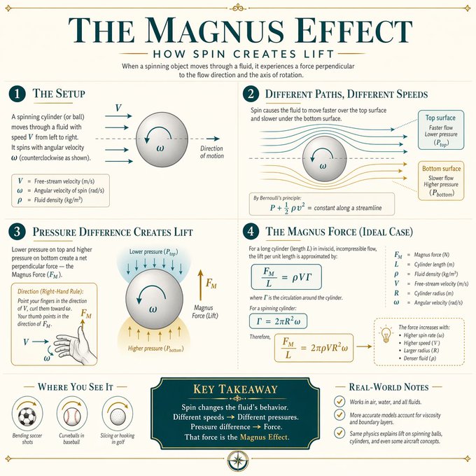 Minimalist Academic Magnus Effect Educational Illustration