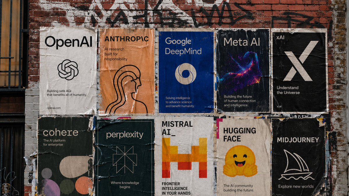 AI Poster Matrix on a San Francisco Brick Wall